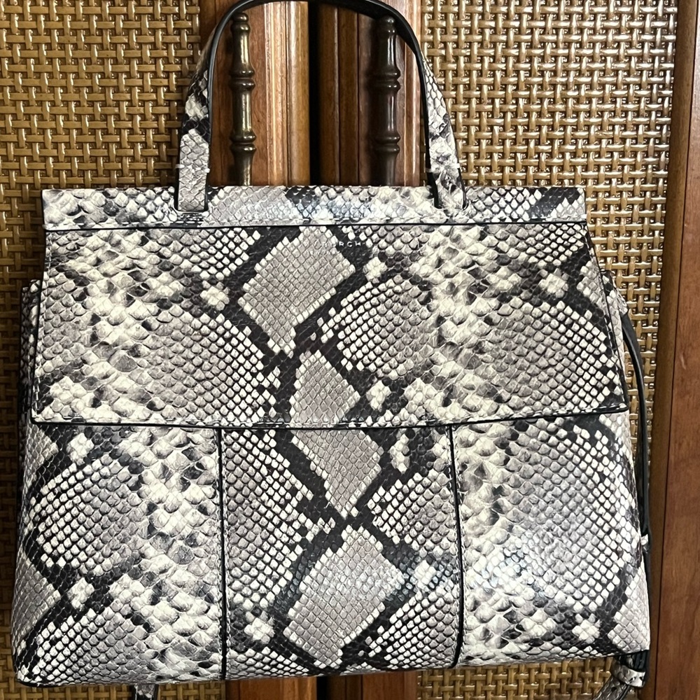 Tory Burch Black and Gray Snakeskin Tote